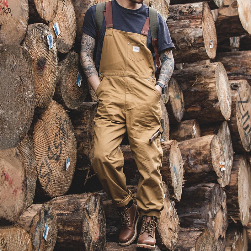 ខោ Maden Vintage Khaki Vintage Strap Pants Amekaji One Piece Pocket Straight Tube Sling Pants Men's Fashion