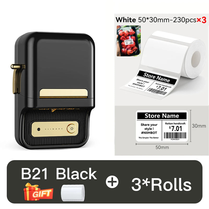 NIIMBOT B21/B1 Portable Thermal Printer 1500mAh Wireless Sticker Printer With Self-adhesive Labels For Barcode Clothing Jewelry