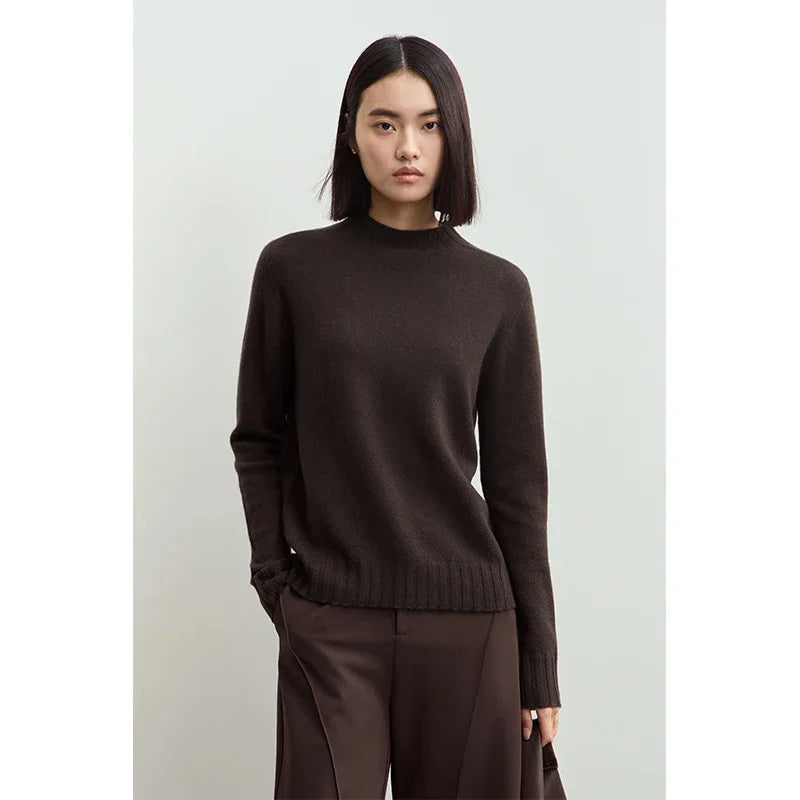 Amii Women's Sweater 2026 Winter New Pullovers Long Sleeve Top Female Solid Loose Mock Neck Versatile Sweater for Woman 12423118