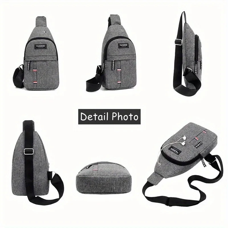 1pc Men's Crossbody Chest Bag Large-capacity Multifunctional Backpack for Travel Sport Camping Phone Charging Sling Bag.