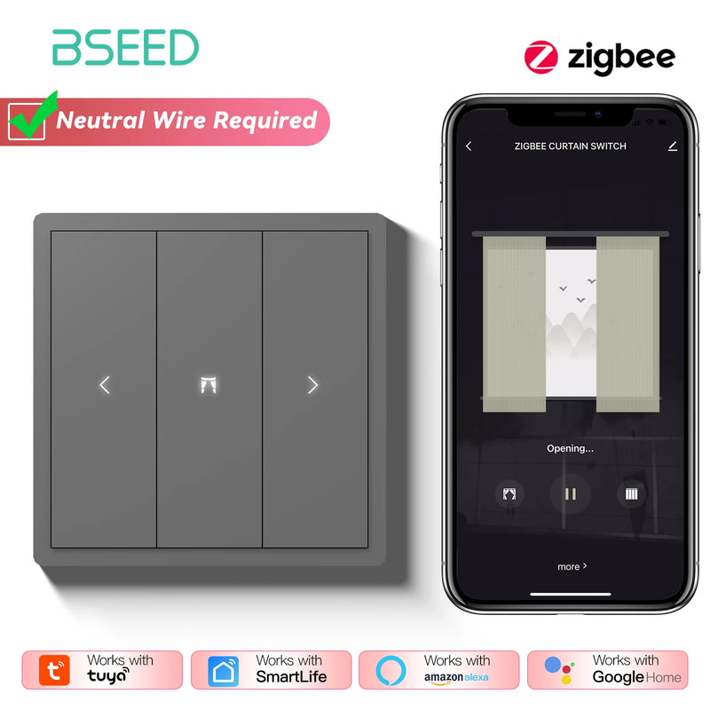 BSEED 1/2/3/4Gang 2Way Zigbee Smart Click Button Switch Smart EU Socket With AC Plastic Frame Work With Tuya Smart Life Alexa