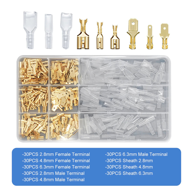 Crimp Terminals, Insulated Seal Electrical Wire Connectors – Crimp Terminal Connector Assortment Kit270/135/120pcs 2.8/4.8/6.3mm