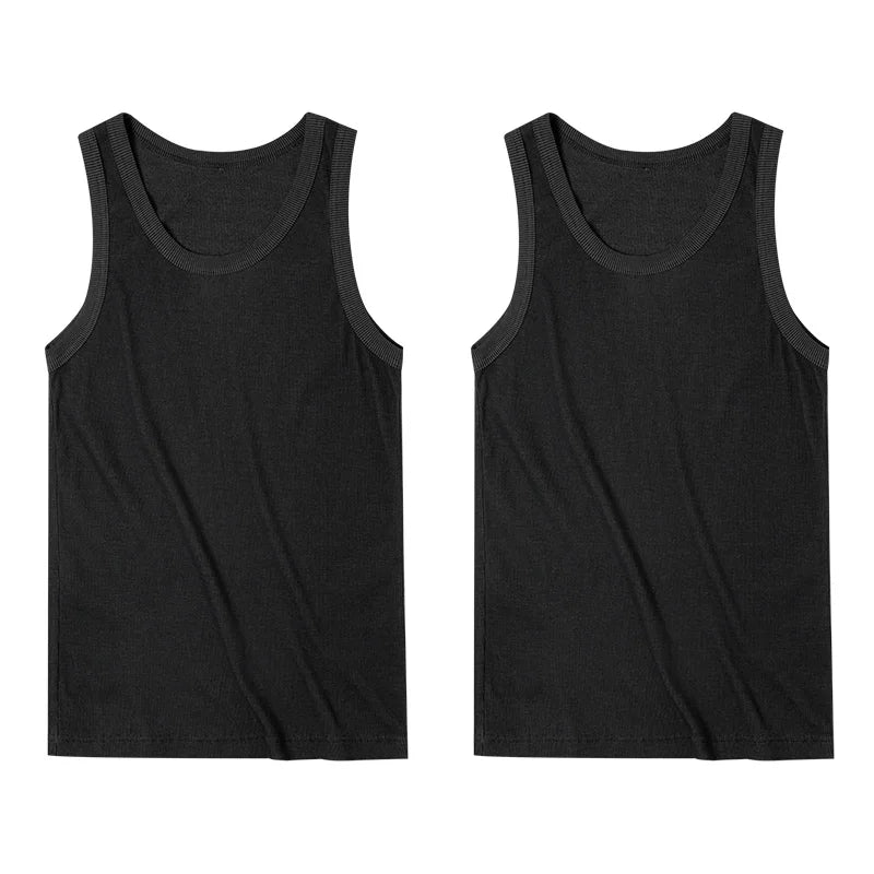 Maden Casual Men's Sleeveless Tank Tops Heavyweight Solid Color Ribbed Vest for Summer Slim Fit Sports Fitness Training T-shirt