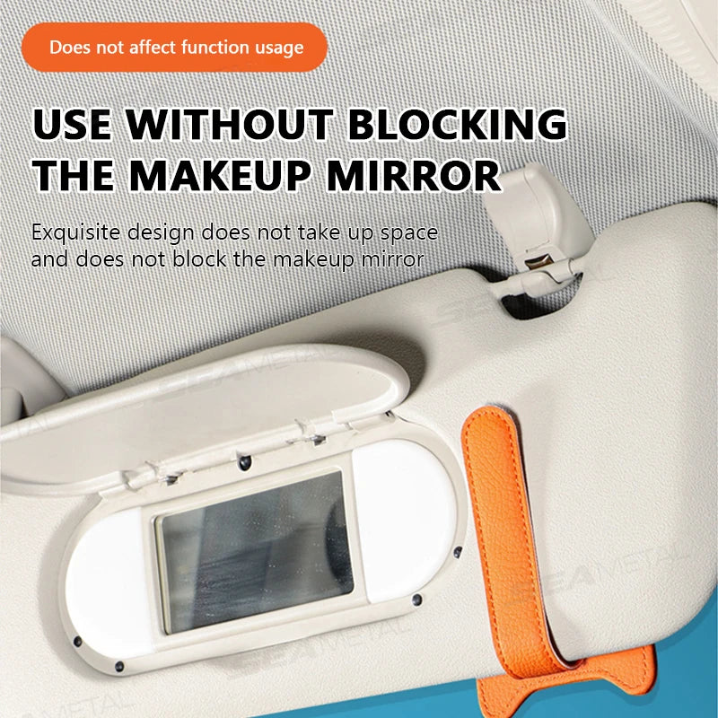 SEAMETAL PU Car Sunglasses Holder Multifunction Magnetic Auto Sun Visor Glasses Clip Ticket Card Organizer for Car Accessories