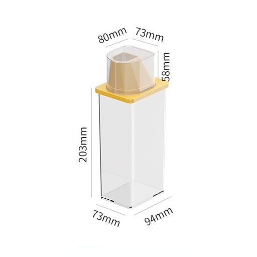 0.8/1.2L Cereal Dispenser with Lid Storage Box Plastic Rice Container Food Sealed Jar Cans for Kitchen Grain Dried Noodles Flour Yellow 1200ml