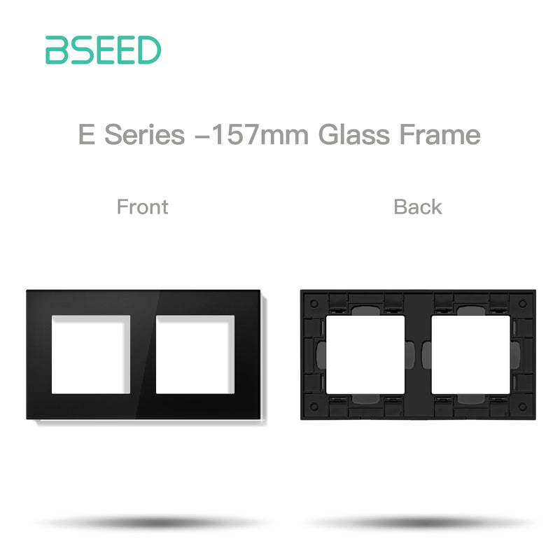 BSEED WIFI Click Light Switch Part Smart Wifi Switch Function DIY Part EU Wifi Socket Outlets Parts Glass Frame Only Black