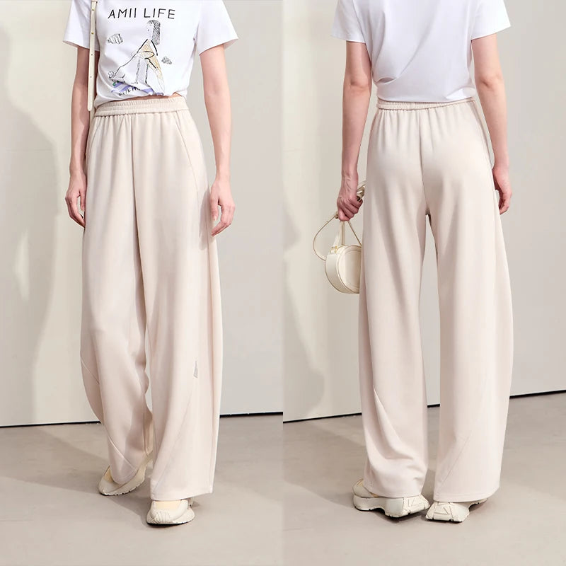 ខោ Amii Minimalism សម្រាប់ស្ត្រី 2024 រដូវស្លឹកឈើជ្រុះថ្មីចង្កេះយឺតខោចេកខោជើងវែងធម្មតាខោជើងវែងមូលដ្ឋានខោរឹង 12413015