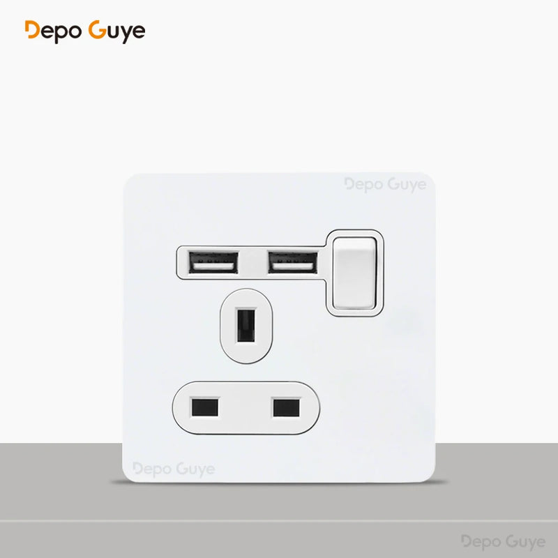 Toggle Switch White Stainless Steel Panel Retro Lever Switch AC110-250V 1 2 3 4Gang 2Way Wall light Switch Dual EU/France Socket