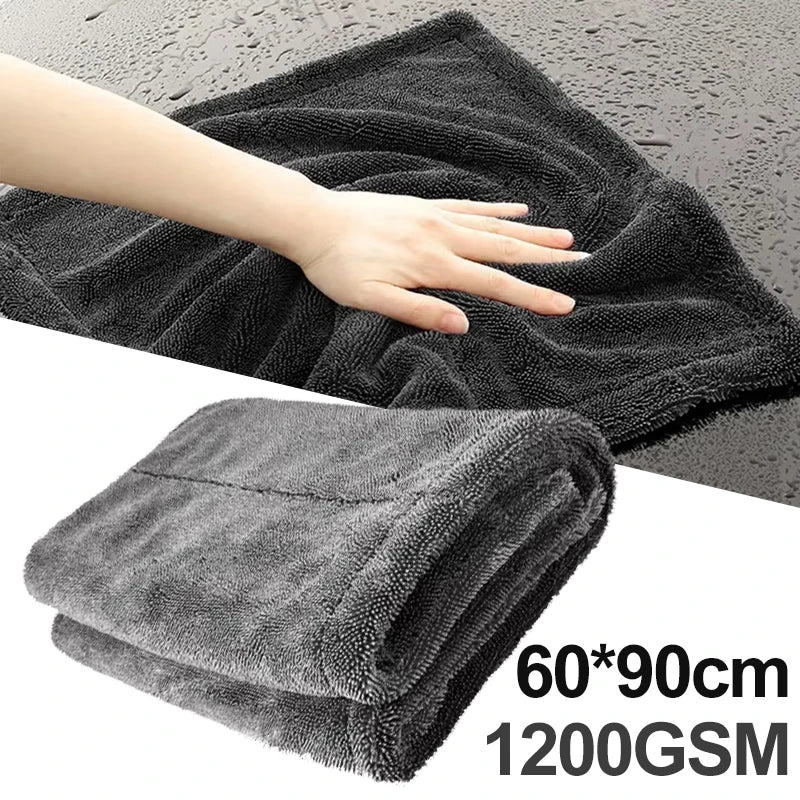 SEAMETAL High-end Microfiber Car Wash Towel 1200GSM High Water Absorption Cleaning Towel Multi Sizes Double Sided Washing Cloth