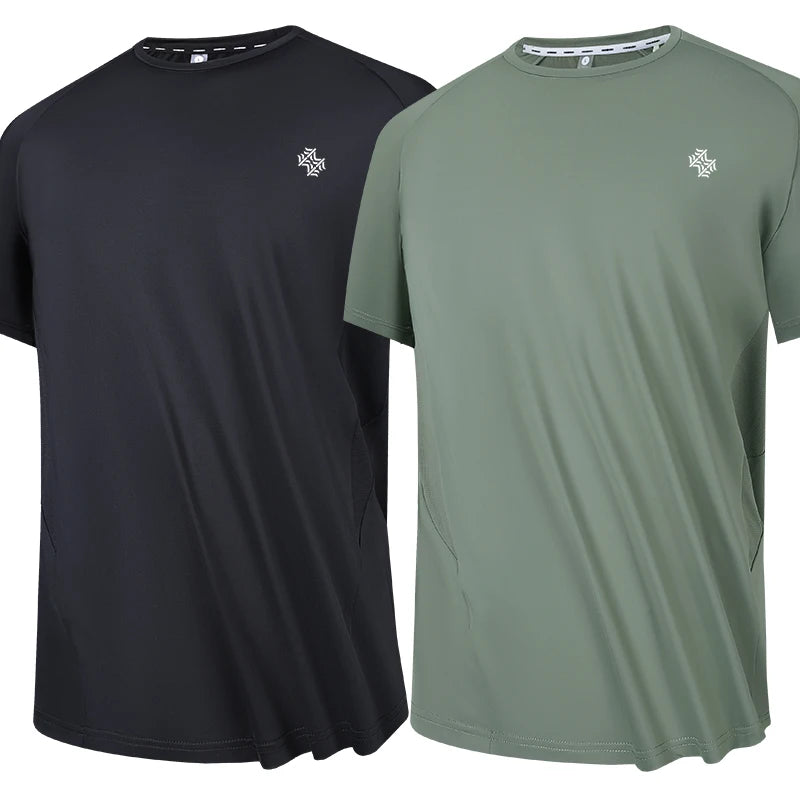 2pcs Quick Drying Men's Running T-shirt Fitness Sports T Shirt Gym Training Tees Breathable Jogging Casual Sportswear Unisex Top