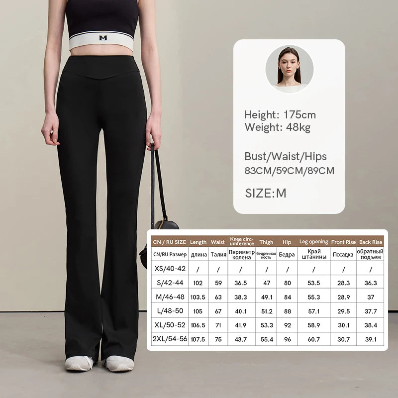 Amii Shark Skin Leggings 2026 Summer New Casual Flare Women's Pants Versatile Slim Stretch Trousers for Women 12642174