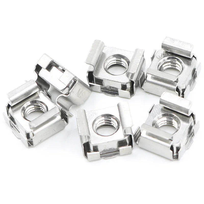 M4 M5 M6 M8 M10 M12 A2-70 304 Stainless Steel Square Clip Floating Cage Nut for Server Cabinet Shelf Rack Mount
