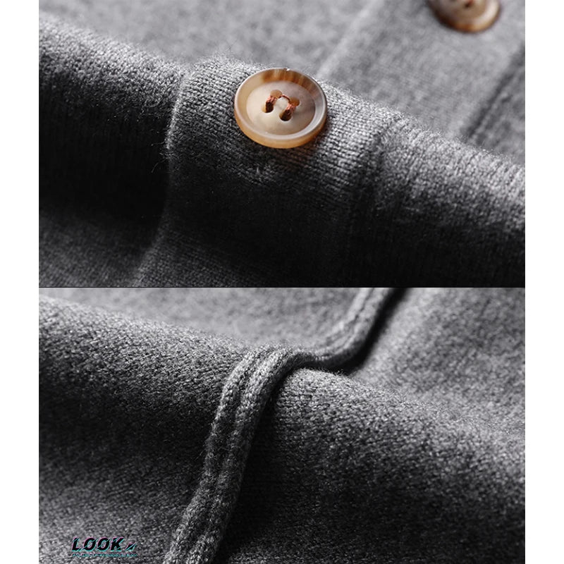 Casual Men's Cardigan Sweater: Model - Styled Look for Seasonal Elegance