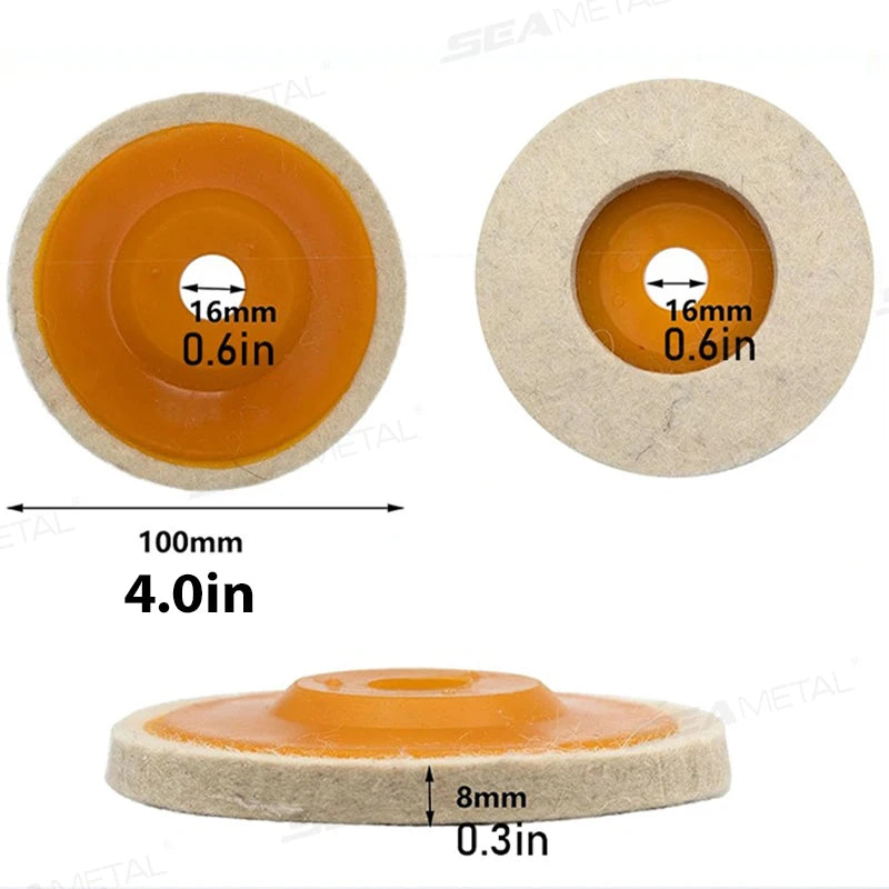 SEAMETAL 3pcs 4 inch Wheels Polishing Pad Kits Wool Auto Grinding Disc Angle Grinder Polishing Disc Rust Removal Car Accessories