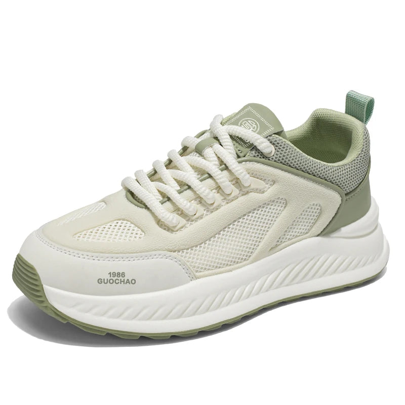 Men's casual sneakers four seasons breathable lightweight soft-sole non-slip outdoor running shoes thick-sole speed sports shoes