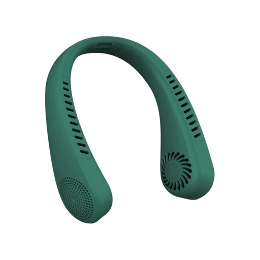 Mini Neck Fan Portable Bladeless Hanging Neck 2000mAh Rechargeable Air Cooler 3 Speed Mini Summer Sports Fans Green
