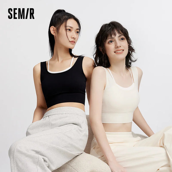 ខោទ្រនាប់ស្ត្រី Semir អាវទ្រនាប់ Camisole ក្លែងក្លាយពីរដុំ មានផាសុកភាព ស្រទាប់ខាងក្រោមសម្រាប់កីឡា អាវយឺតរដូវស្លឹកឈើជ្រុះធម្មតា ពាក់ប្រចាំថ្ងៃ 2026
