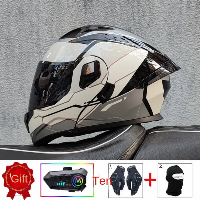 ORZ high-quality motorcycle professional racing flip helmet ABS material modular dual lens Bluetooth helmet DOT certification