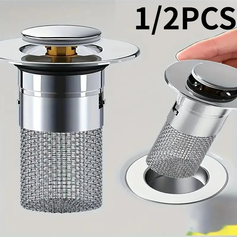 1/2 piece bathroom hair filter mesh, made of mesh material and chrome-plated plastic, suitable for kitchen sinks and bathrooms