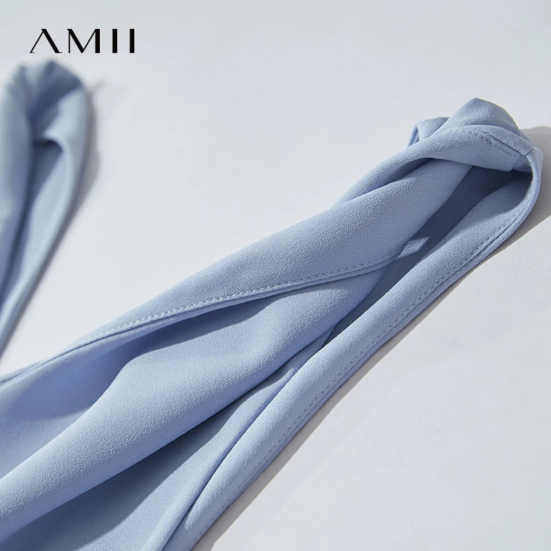 រ៉ូប Amii Minimalism Casual សម្រាប់នារីការិយាល័យរដូវក្តៅឆ្នាំ ២០២៥ ដៃអាវគ្មានដៃ រមួលជាខ្សែ ខ្នងខ្លី រលុងស្រាល 12542218
