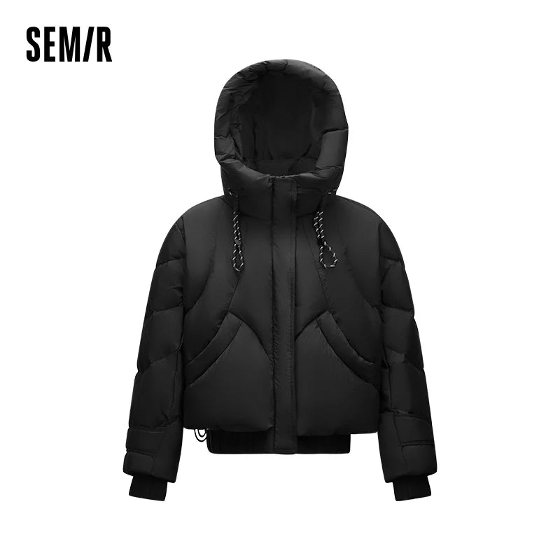 អាវក្រៅ Semir សម្រាប់នារី ៩០ ភាគរយ ធ្វើពីរោមចៀម រាងរលុង ពណ៌សុទ្ធ រចនាប័ទ្មអប្បបរមា រចនាប័ទ្មប្រចាំថ្ងៃ ឆ្នាំ២០២៦ អ៊ីសូឡង់កម្ដៅរដូវរងា