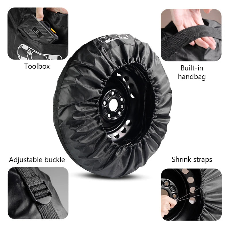SEAMETAL 1pc Universal Car Spare Tire Covers Case Auto Wheel Tires Storage Bags Oxford Cloth Dust-proof Protector Car Accessorie
