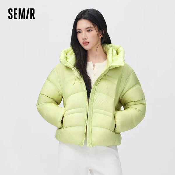 អាវក្រៅ Semir សម្រាប់នារី ៩០ ភាគរយ ធ្វើពីរោមសត្វទន់ ការពារទឹក មានមួក រចនាបថទំនើប សមឥតខ្ចោះ ឆ្នាំ២០២៦ ថ្មី