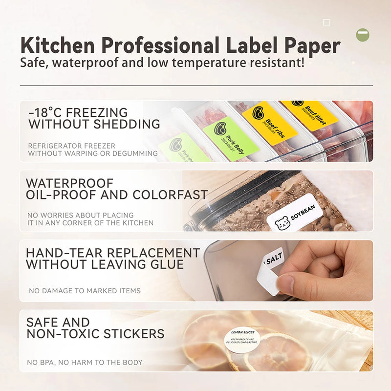 NIIMBOT B21 Kitchen Label Printer 20-50mm Wireless Thermal Label Maker with Freezer Labels Inkless Adhesive Sticker for Home