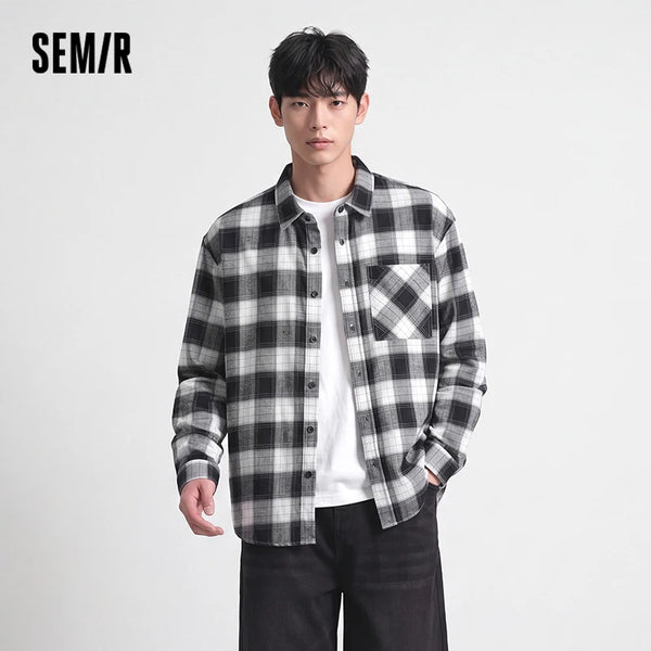 អាវបុរស Semir ដៃវែងកប្បាសរាងជាបន្ទះៗ រលុង មានហោប៉ៅ ស្ទីលធម្មតា អាវរដូវស្លឹកឈើជ្រុះមានផាសុកភាព ពាក់ប្រចាំថ្ងៃ 2026