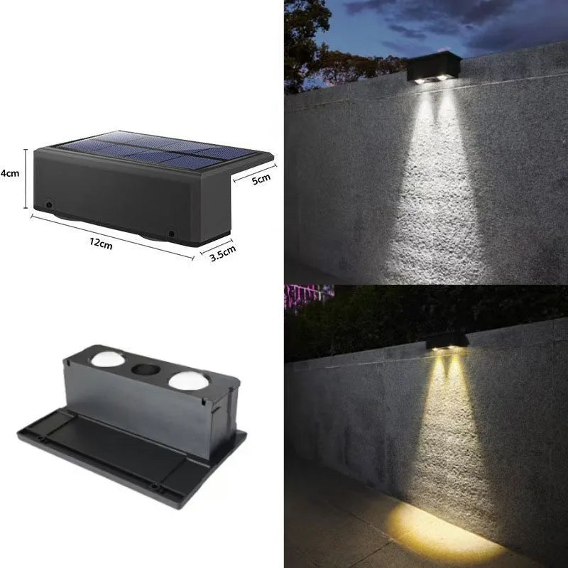 Solar Wall Lights 2 LED Solar Fence Lights Outdoor Waterproof Solar Deck Light  for Fence Post Yard Pathway Landscape Decor