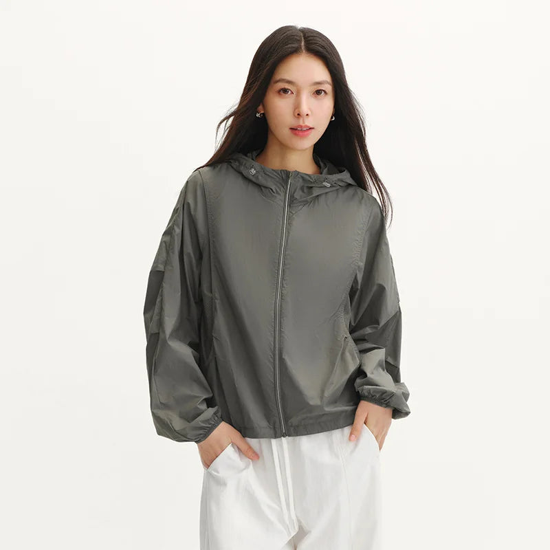 Semir Womens UV Jacket 2026 Cool Feeling Mesh Spliced Loose Hooded Drawstring Casual Outdoor Soft Comfortable