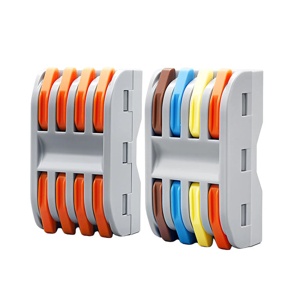 TOMZN 12PCS Lever Wire Connectors 4 In 4 Out Quick Splicing Terminal Blocks 32A 250V for 28-12AWG Solid Stranded Flexible Wires