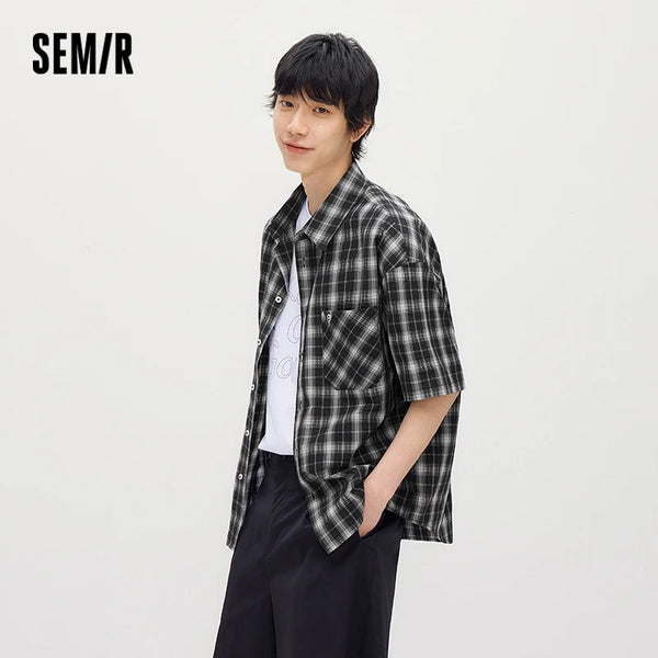 អាវបុរស Semir កប្បាស Plaid បែបបុរាណ ងាយស្រួលប្រើ ធម្មតា 2026 រដូវក្តៅ ទន់ មានខ្យល់ចេញចូល ម៉ូដប្រចាំថ្ងៃ ស្លៀកបានគ្រប់វ័យ