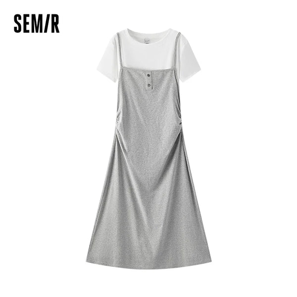 រ៉ូបស្ត្រី Semir រឹង 2026 ចង្កេះផ្នត់ពីរដុំឆើតឆាយបែបទីក្រុងធម្មតាប្រចាំថ្ងៃ ទន់មានផាសុកភាព ស្លៀកប្រចាំថ្ងៃ