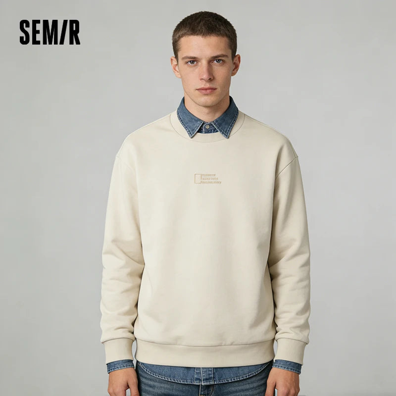 Semir Graphic Sweatshirt Soft Texture Men Spring Casual Fashion Comfort Crewneck Trend Cozy New 2026
