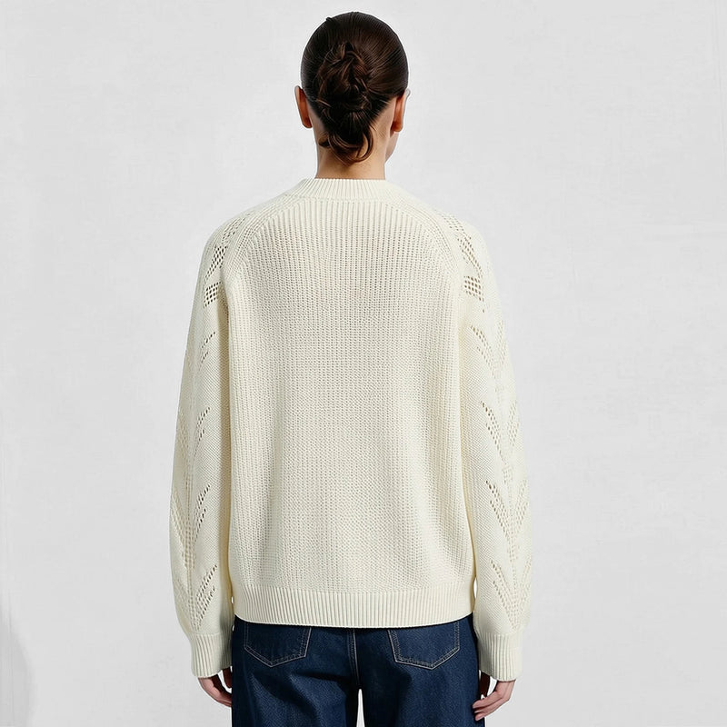 Amii Women's Mock Neck knit sweater Hollow Out Raglan Sleeve Oversized Casual Pullover Minimalist Long Sleeve Top 12643014