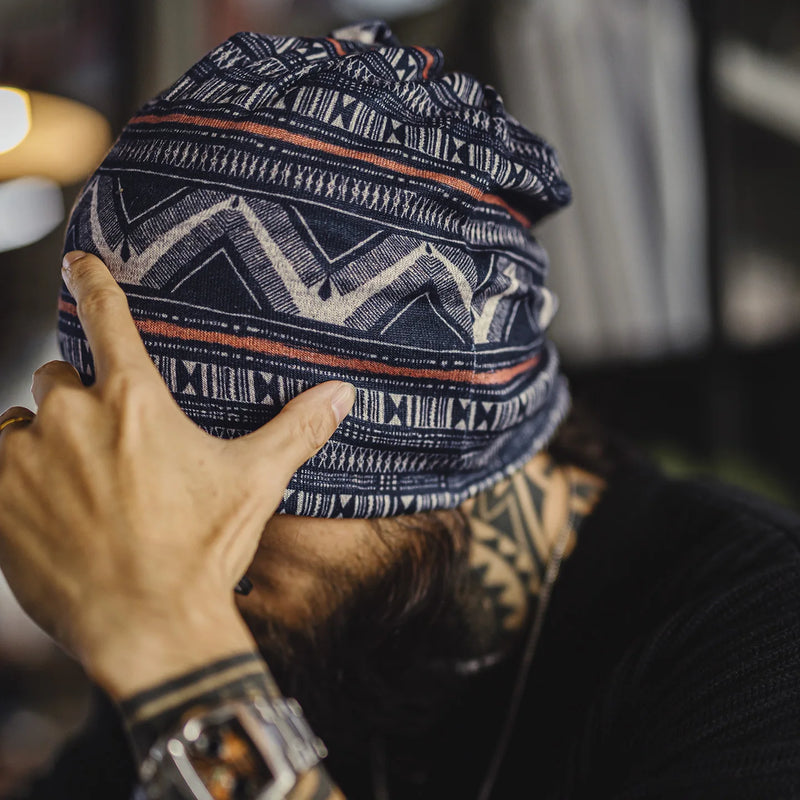 Maden Vintage Navajo Printed Multi-purpose Hat and Headscarf Versatile Daily Men's Beanie for Fall and Winter Warm Pullover Hat