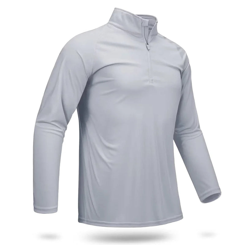 TACVASEN UPF 50+ T-shirts Men's 1/4 Zip UV Protection Long Sleeve T Shirts Fishing Hiking Performance Tee Shirts Pullover Tops