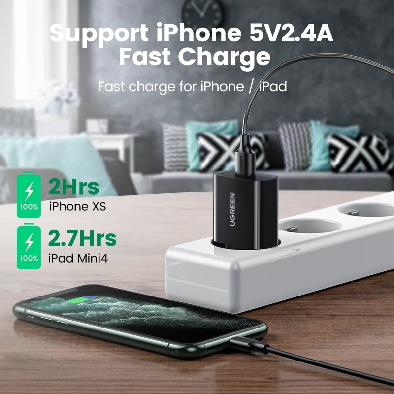 Ugreen USB Quick Charge 3.0 QC 18W USB Charger QC3.0 Fast Wall Charger Mobile Phone Charger for Samsung S26 Huawei Xiaomi iPhone