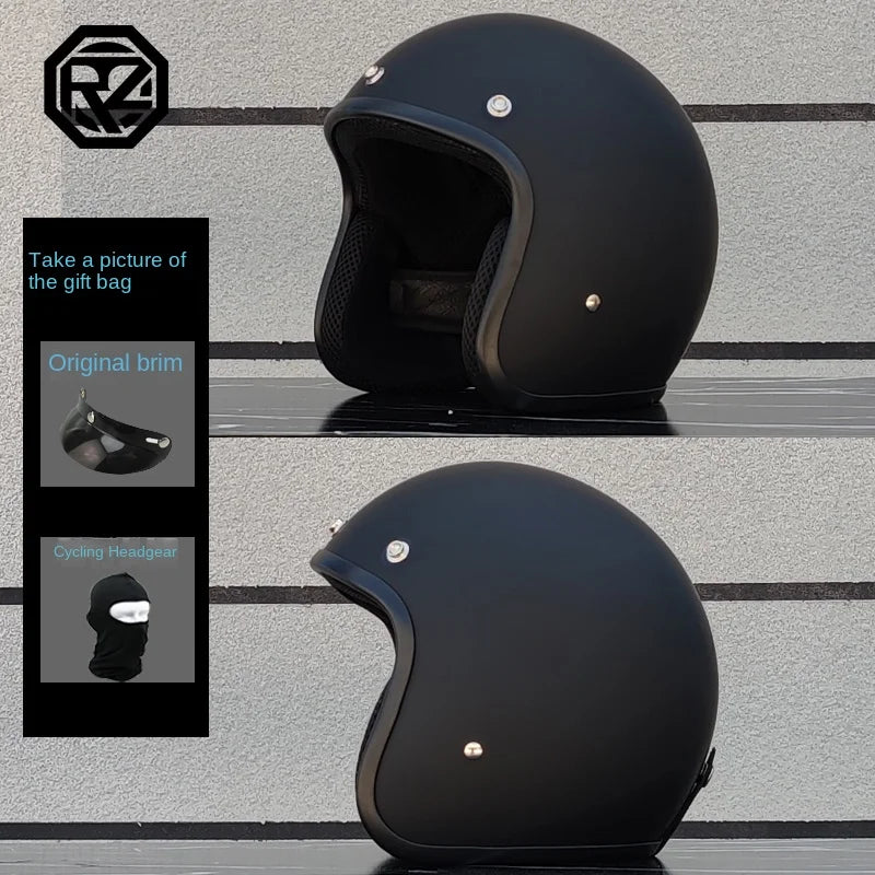 ORZ motorcycle retro helmet 3/4 motorcycle half helmet suitable for both men and women, lightweight small helmet body capacete