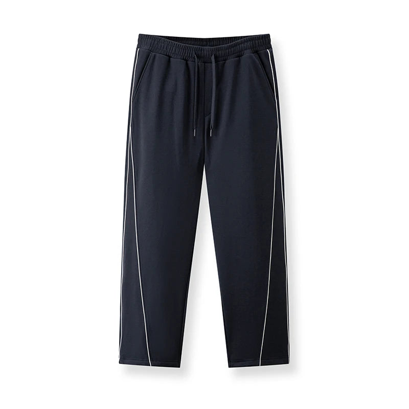 Semir Men Pants Thermal Warmth Fleece Lined Knit Texture Loose Fit Straight Leg 2026 Winter Urban Casual Style Comfort Fit