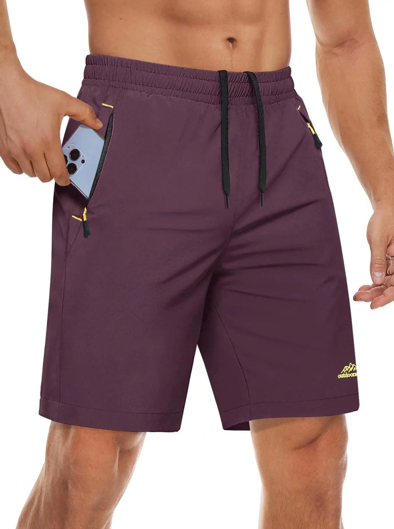 TACVASEN Quick Dry Athletic Shorts with Zipper Pockets Men's Summer Running Shorts Gym Training Workout Fitness Hiking Shorts