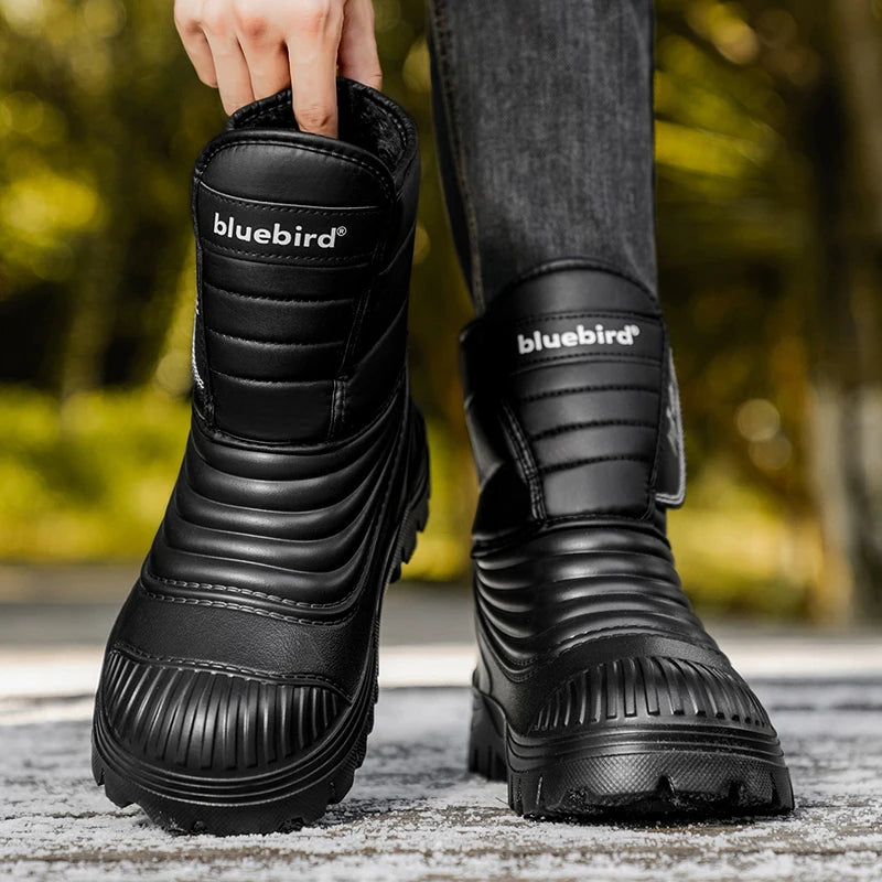 Men's Snow Boots Winter Warm Plush Casual Boots Soft Sole Anti-Slip Plus Size Outdoor Boots Fashion Youth Comfort High-Top Boots