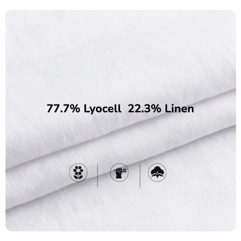 Linen Blend Short Sleeve T-Shirt – Loose Fit Crewneck with Chest Pocket, Lightweight & Cooling for Summer