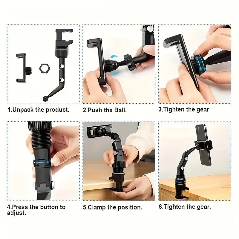 1pc 360° Rotating Mobile Phone Car Stand - Adjustable Height, Compact Design, Sturdy Base,  Air Vent Mount.Phone holder
