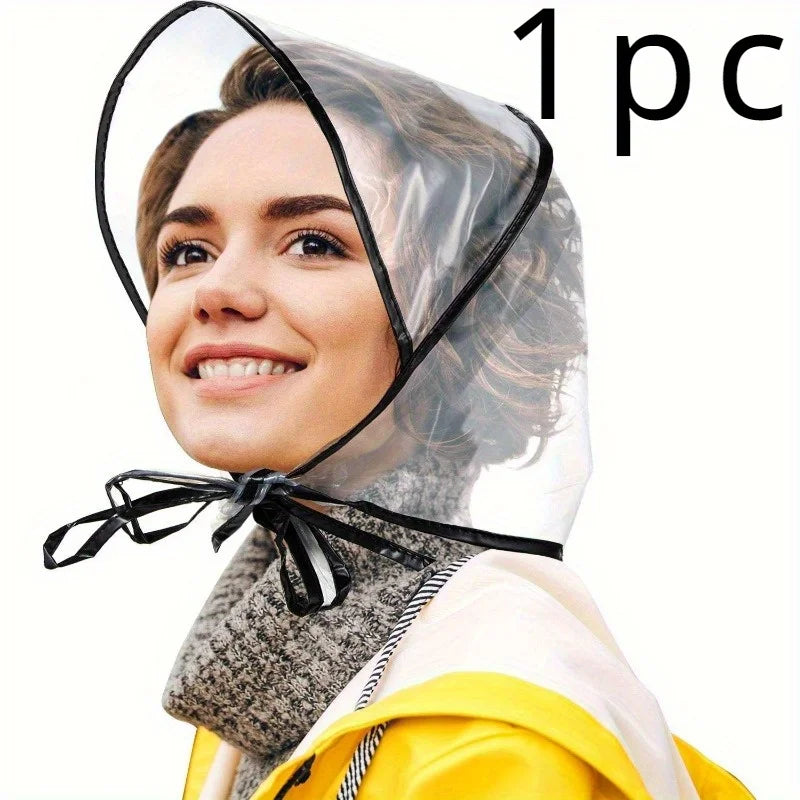 1pc Transparent Plastic Bonnet for Women, Foldable,Portable, Hand Washable,Travel Friendly Design for Outdoor Use.