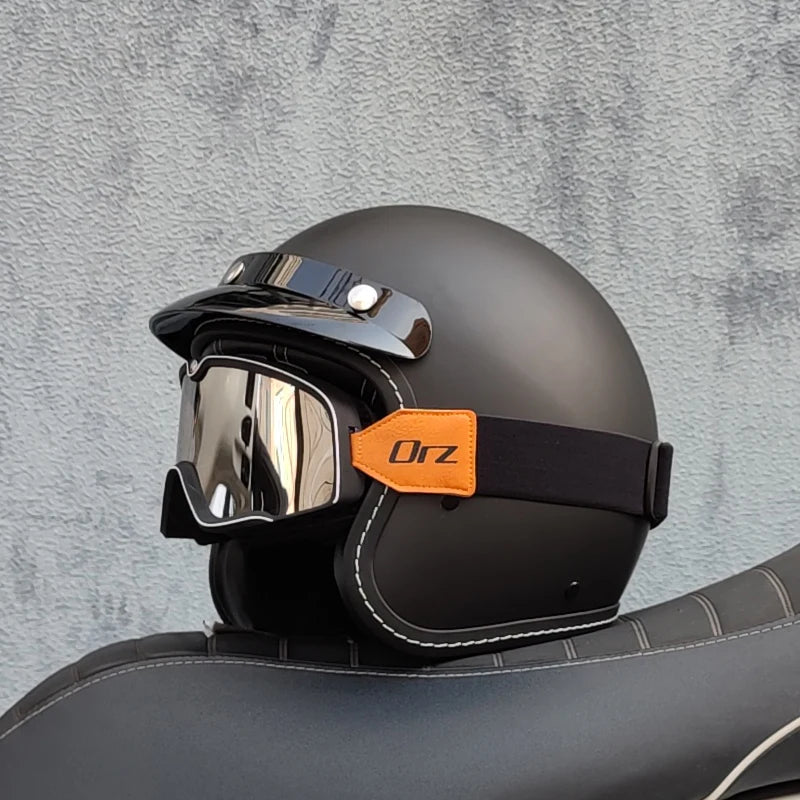 ORZ High-Quality Motorcycle Retro Helmet 3/4 Semi Covered Helmet Couple Scooter Cascos Para Moto Capacetes De Moto