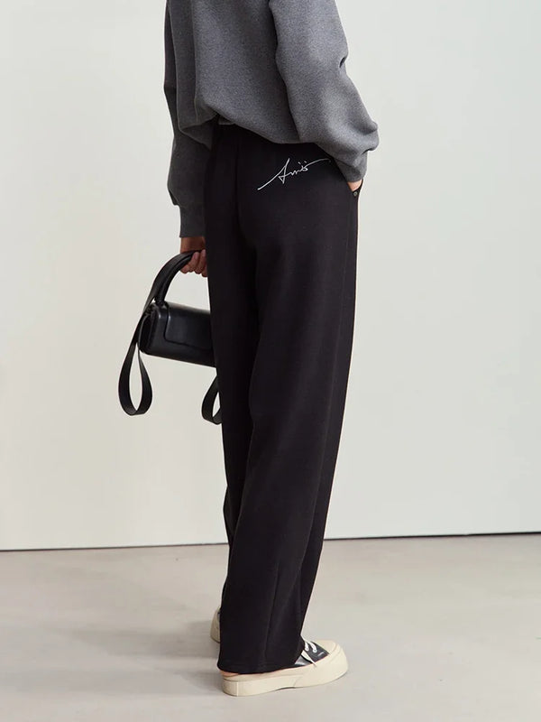 Amii Minimalist 2026 Winter New Women's Contrasting Color Loose Casual Strap Letter Embroidered Banana Pants Trousers 12424080