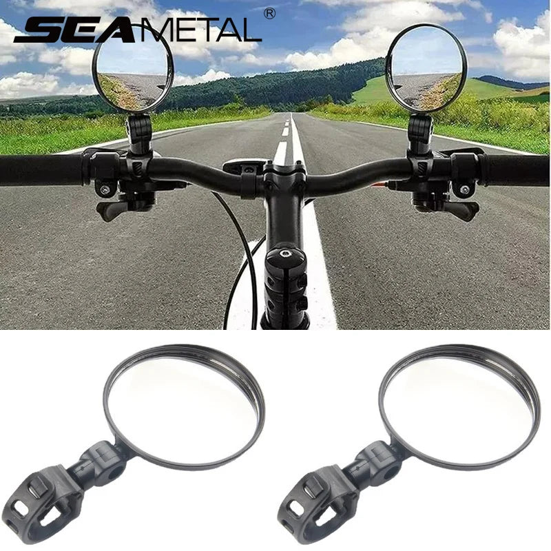 SEAMETAL Universal Bicycle Rearview Mirror 360 Degree Rotation Convex Wide Angle Handlebar Rear View Mirrors for Bike Accessorie
