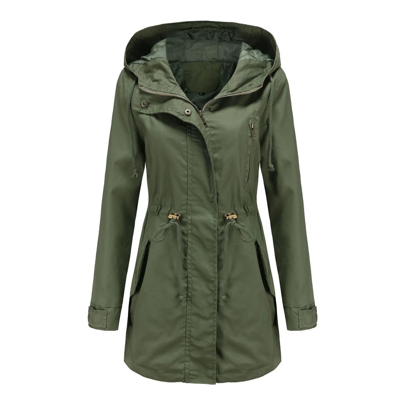 2026 Women Burgundy Hooded Jacket, Green Long Sleeves Windproof Jackets Fashion Casual Coat Black Blue Coffee Khaki S-4XL